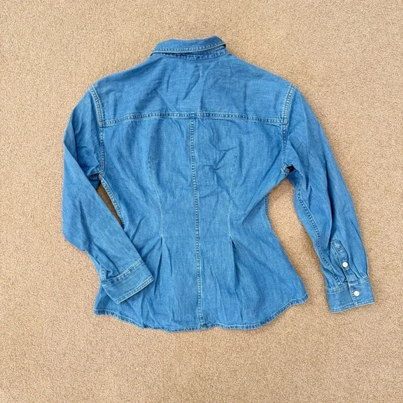Madewell Chambray Denim Darted Button-Up Long Sleeve Shirt XS - Picture 4 of 11